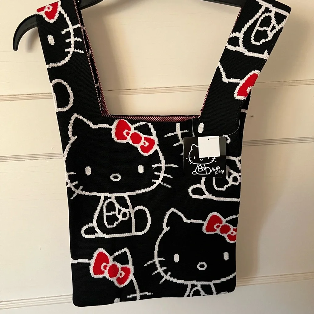Sanrio Hello Kitty Black and Red Tote Shopping Bag